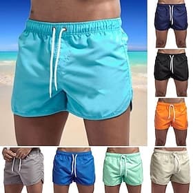 Men's Board Shorts Swim Shorts Swim Trunks Elastic Waist Solid Color Quick Dry Short Daily Gym Bathing Chic Modern Casual / Sporty Black White Micro-elastic