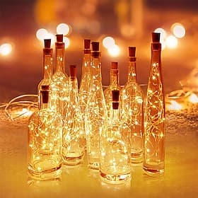 ElegantWeddingReceptionParty Wine Bottle Light with Cork LED String Lights Battery Include Fairy Lights Garland Party Wedding Bar Decoration 5/10/20/30/100
