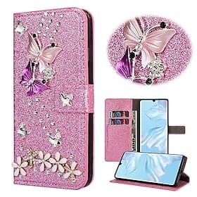 téléphone Coque Pour Samsung Galaxy S26 Ultra Plus S25 S24 S23 S22 S21 FE S21 Ultra Plus S20 A55 5G A35 5G Étui Portefeuille Strass Magnétique Brillant Papillo