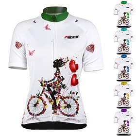 Femmes Maillot de cyclisme À Motifs Motif Floral Fleur Manche Courte Cyclisme Maillot Top avec 3 poches arrière VTT Vélo tout terrain Cyclisme sur route Séchag