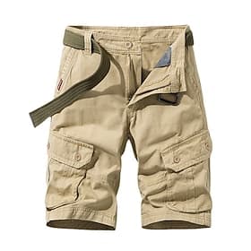 Men's Cargo Shorts Shorts Hiking Shorts 6 Pocket Plain Comfort Breathable Knee Length Casual Daily Streetwear 100% Cotton Sports Fashion Blue Green Micro-elast