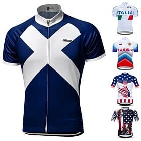 America's 250th Anniversary Independence Day Men's Cycling Jersey Patterned Scotland National Flag Short Sleeve Bike Jersey Top with 3 Rear Pockets Mountain Bi