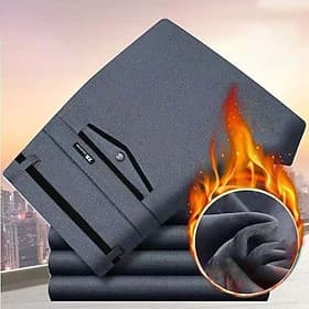 Herren Anzughosen Fleecehosen Winterhose Hose Hosen Tasche Gerade geschnitten Glatt Hochzeit B¨¹ro Arbeit Schick Modern Ausgefallene Schwarz Marineblau Hoher