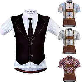 Herren Radtrikot Anzug T-Shirt Lustig Kurzarm Fahhrad Trikot Oberteil mit 3 Gesäßtaschen Mountainbike MTB Straßenradsport Schnelltrocknend Reflektierende Strei
