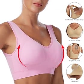 sous-vêtements pour femmes grande taille, gilet de yoga confortable et confortable avec coussinets sans anneau en acier, soutien-gorge de sport antichoc froncé