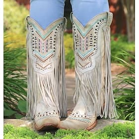 Tassel 1970s Shoes Western Boot Square Toe Hippie Cowboy Fancy Dress Women's Masquerade Party / Evening Pride Parade Pride Month Adults' Shoes