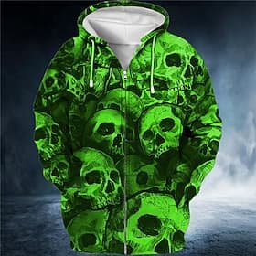 Herren Schädel Grafikdrucke Kapuzensweatshirt Kapuzenshirts Pullover Streetwear Designer Lässig Langarm Mit Kapuze Sport Outdoor Täglich Sport Ferien Rote Bla