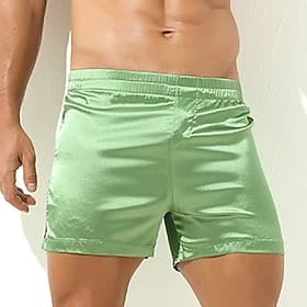Herren Hausanzug Pyjama-Shorts Glatt Casual Komfort Heim Täglich Bett Polyester Atmungsaktiv Weich Elastische Taille Frühling Sommer Hellrosa Schwarz