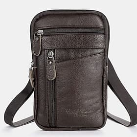 Men's Leather Crossbody Bag – Vintage Multi-Pocket Shoulder Bag for Travel Everyday Use