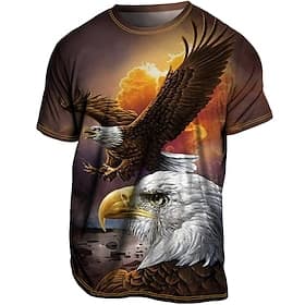 Herren T Shirt Tee Graphic Tier Adler Rundhalsausschnitt Bekleidung 3D-Druck Outdoor Casual Täglich Sport Kurzarm Bedruckt Vintage Modisch Designer