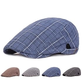 Herren Schiebermütze Blau Hellgrau Baumwolle Strassenmode Stilvoll 1920er Jahre Mode Outdoor Täglich Ausgehen Gitter Warm
