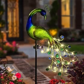 Solar Peacock Lights Outdoor Decoration Light for Garden Patio LED Light Metal Peacock Statues Figurine Lawn Landscape For Yard Path Garden Decoration Home Scu
