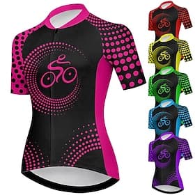 Femmes Maillot de cyclisme Graphique Géométrique Drôle Manche Courte Cyclisme Maillot Top avec 3 poches arrière VTT Vélo tout terrain Cyclisme sur route Séchag