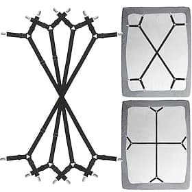 Bed Sheet Clip Straps - 2 Way Adjustable Crisscross Sheet Corner Holder Straps Gripper Elastic Sheet Band Mattress Straps Fasten Suspenders