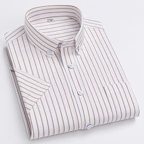 Per uomo Camicie Camicia a righe Camicia abbottonata Camicia Oxford A quadri / A righe / Chevron Matrimonio Ufficio e carriera Marrone rossastro Giallo Chiaro