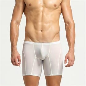 Homme 1 PC Sous-vêtements boxeurs Slips Slip Spandex Mélange polyester / coton Lavable Confortable Plein Taille Basse Noir Blanche