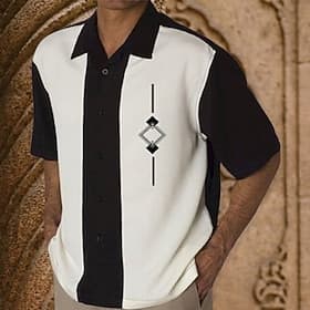Homme Bloc de Couleur Chemise Chemise d'été Chemise de bowling Manche Courte Mode Années 1950 Occasionnel Extérieur Rue Occasionnel Printemps Été Col Rabattu