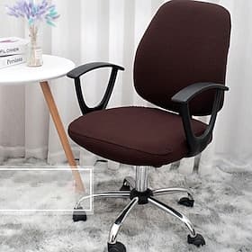 Waterproof Computer Office Chair Cover Stretch Rotating Gaming Seat Slipcover Elastic Polar Fleece Black Solid Color Soft Durable Washable