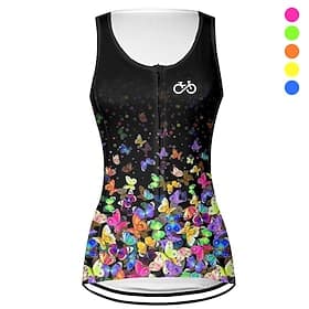 Damen Fahrradweste Radtrikot Grafik Schmetterling Ärmellos Fahhrad Weste / Gilet Trikot Oberteil mit 3 Gesäßtaschen Mountainbike MTB Straßenradsport Schnelltro