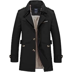 Men's Winter Coat Windbreaker Field Coat Trench Coat Business Casual Winter Fall Winter Polyester Windbreaker Outerwear Clothing Apparel Streetwear Solid Colo