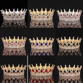 Couronne de mariée Coiffure de robe de mariée Anniversaire Cérémonie pour adultes Bandeau en strass polyvalent Couronne ronde de luxe Cadeau de la Saint-Valent