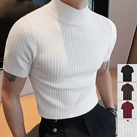 Per uomo Maglietta Maglietta a Maglia Finto dolcevita Maniche Corte Dolcevita Estate Semplice Moda Designer Essenziale Lavoro a maglia Vacanza Streetwear Uscir