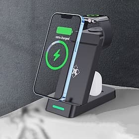 Handy Ladestation Kabelloser Ladeständer ASTM Schnelles kabelloses Laden 3 in 1 Für Universell