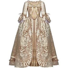 Vintage Rokoko Viktorianisch Maxi Abschlussballkleid Übergröße Normal Ein Hauch Prinzessin Quadrathals Kostüm Damen königlich Halloween Karneval Maskerade Part