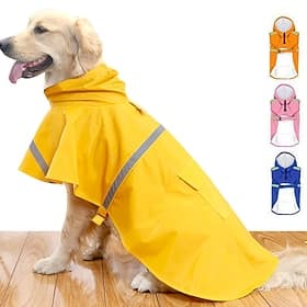 Dog Rain Coat Rain Jacket Fashion Reflective Sports Outdoors Safety Beach Pool Dog Clothing for Husky Golden Retriever Bichon Frise Pomeranian Small