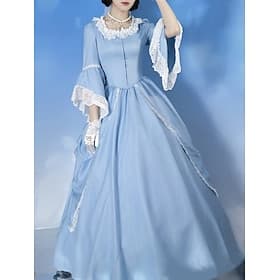 Vintage Prinzessin Kolonialzeit Maxi Kleid Normal Ein Hauch Aschenputtel Braut Prinzessin V Ausschnitt Kostüm Alle Halloween Karneval Maskerade Party Hochzeit