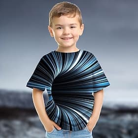 Boys 3D Graphic Color Block Optical Illusion T shirt Tee Short Sleeve 3D Print Summer Active Sports Streetwear Kids 3-12 Years