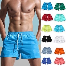 Voor heren Boardshorts Zwemshorts Lange zwembroeken Trekkoord Elastische taille Elastisch ontwerp met trekkoord Effen Sneldrogend Sport Korte Dagelijks Uitgaan