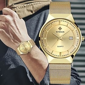 Business Herren Luxus Uhren Mesh Armband Ultra Dünne Quarz Herren Handgelenk Uhr Wasserdicht Auto Datum Männer Uhr