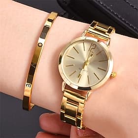 Reloj de cuarzo para mujeres con set de joyería de pulsera LOVE reloj analógico de lujo de moda reloj de acero inoxidable digital regalo para ella