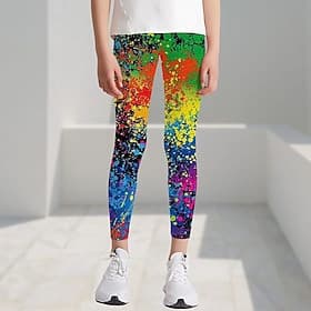 Mädchen 3D Graphic Farbblock Regenbogen Gamaschen Sommer Frühling Aktiv Kuschelig Strassenmode kinderkleidung 3-12 Jahre Outdoor Strasse Sport Schlank