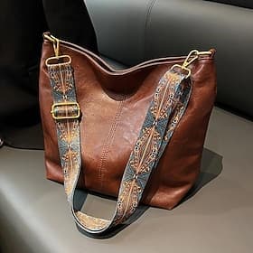 Homme Femmes Sac bandoulière Sac seau faux cuir Achats Quotidien Réglable Grande capacité Durable Couleur Unie Marron Sapin Noir Vert