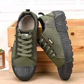 robuste sneakers i lerret for menn – slitesterke utendørs fritidssko med snøring og gummisåle for fotturer og arbeid