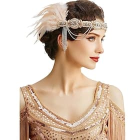 Vintage 1920s The Great Gatsby Flapper Headband The Great Gatsby Wedding Guest Fancy Dress Women's Halloween Carnival Masquerade Halloween Wedding Reception Ba