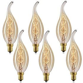 40W Incandescent Vintage Edison Lights Bulbs Candle E14 C35L Dimmable Decorative Warm White 2300k Retro Dimmable 220-240V