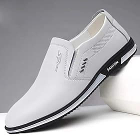 Men's White Slip-On Loafers – Casual Lightweight Breathable Shoes for Summer Walking and Outdoor Activities