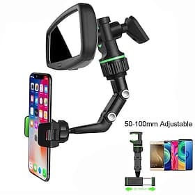 Rearview Mirror Phone Holder Universal 360 Degrees Rotating Car Phone Holder Car Rearview Mirror Mount Phone and GPS Holder for 47mm-71mm Wide Mobile Phones Us