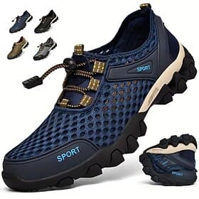 Men's Breathable Mesh Trail Running Shoes – Lightweight Non-Slip Outdoor Athletic Sneakers for Hiking, Walking Water Sports