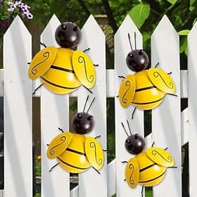 4pcs Bumble Bee Metal Wall Art Crafts Ant Metal Sculpture Garden Ant Decor, Wall Hanging Decor, Garden Lawn Decor, Indoor Decor, Outdoor Colorful Decor, Cute I