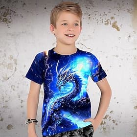 Boys 3D Graphic Animal Dragon T shirt Tee Short Sleeve 3D Print Summer Spring Active Sports Fashion Kids 3-12 Years Outdoor Casual Daily Regular Fit