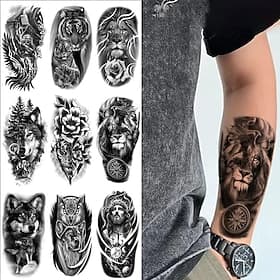 cross-border exclusive sketch flower tattoo stickers sketch tattoo stickers rose flower black and white flower tattoo