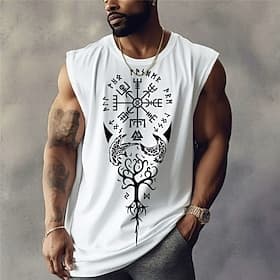 Homme Graphique Guerrier viking Tribal Débardeur T-shirt sans manches pour hommes Manches Courtes T-shirt Impression 3D Col ras du cou Chemise Designer Ethniqu