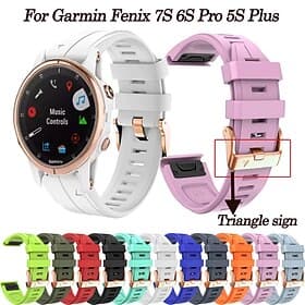 Klokkerem til Garmin Fenix 7S Pro 6S 5S Plus Epix Pro 42mm Approach S70 42mm Instinct 2S Descent Mk2S D2 Delta S 20mm Silikon Erstatning Stropp 20mm Justerbar
