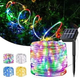 solar buis lichtslinger 7/12/20m 50/100/200 leds 8 modi waterdichte outdoor led koperdraad verlichting voor tuin decor lamp bruiloft boom xmas halloween vakant