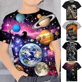 Boys 3D Graphic Astronaut T shirt Tee Short Sleeve 3D Print Summer Spring Active Sports Fashion Kids 3-12 Years Outdoor Casual Daily Regular Fit
