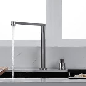 Rubinetto da cucina in acciaio inox miscelatore lavello rubinetto pieghevole, maniglia singola girevole a 360 gradi con tubo freddo e caldo g1/2